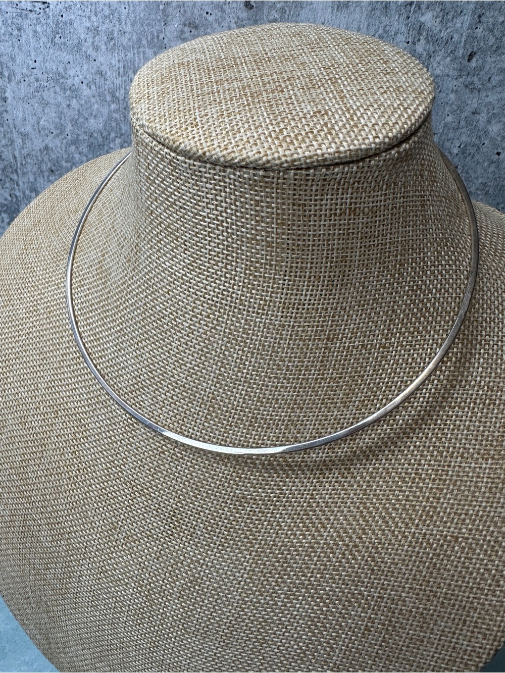 Vintage ATI .925 Sterling Silver Minimalist Silver Torque Necklace Hook Closure